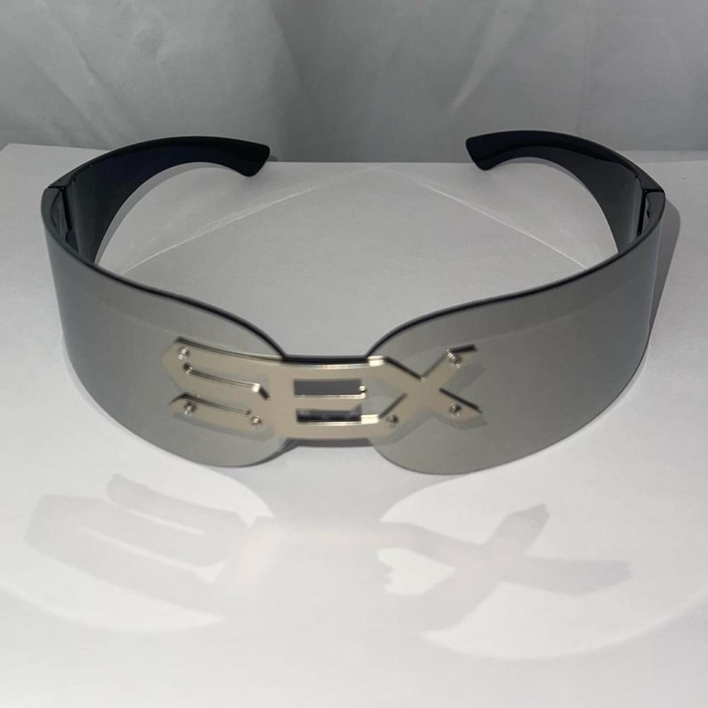 Silver Shield Visor sex Sunglasses with silver Accent